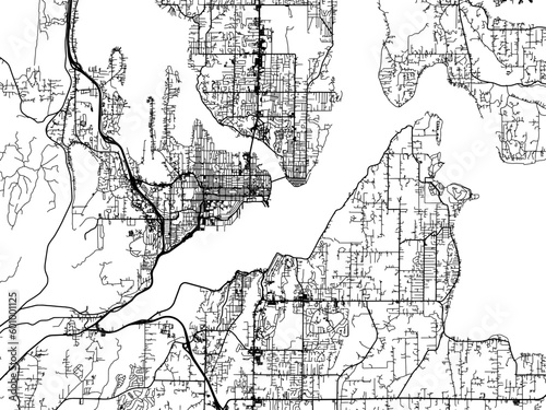 Vector road map of the city of  Bremerton Washington in the United States of America on a white background.