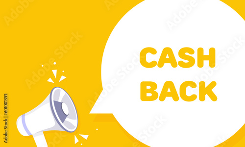 Cashback. Flat, yellow, cashback banner. Vector illustration.