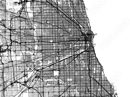 Vector road map of the city of  Chicago Illinois in the United States of America on a white background.