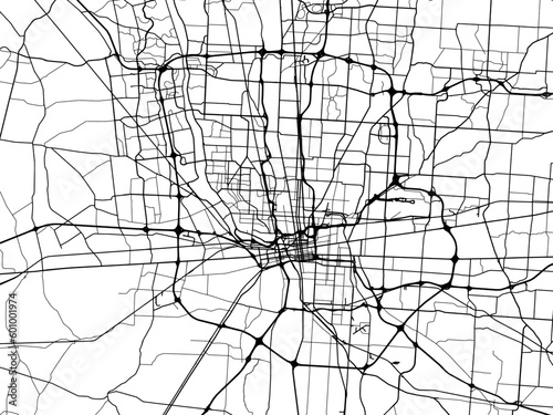 Vector road map of the city of  Columbus Ohio in the United States of America on a white background.