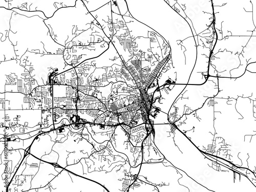 Vector road map of the city of  Dubuque Iowa in the United States of America on a white background.