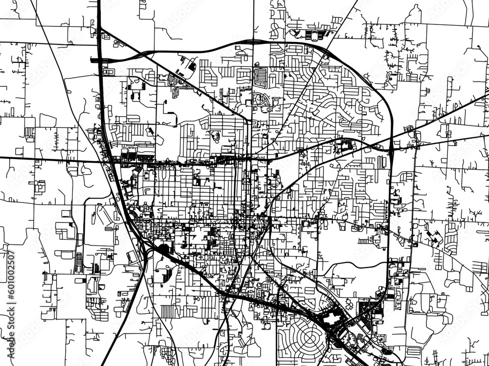 Vector road map of the city of Denton Texas in the United States of