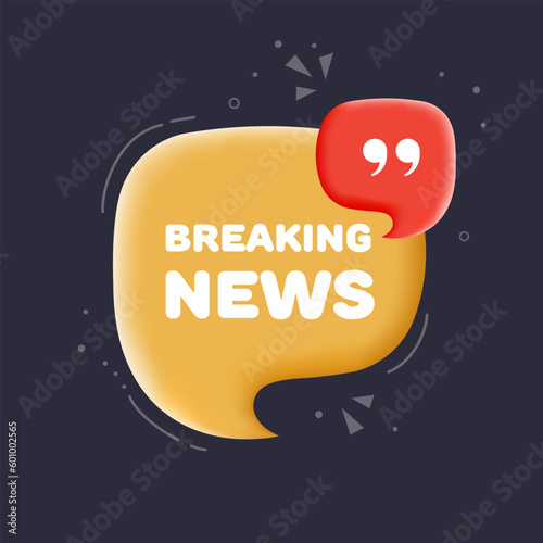 Breaking the news. Flat, orange, Breaking the news banner. Vector illustration.