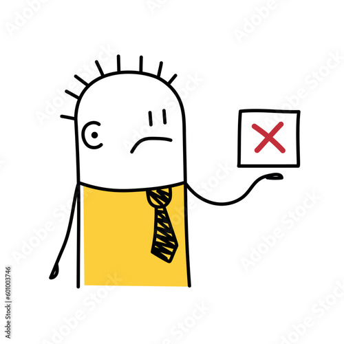 Stick figure, business decision wrong, mistake.