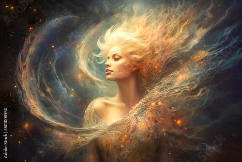 Fantasy ethereal celestial being. Created with Generative AI technology.