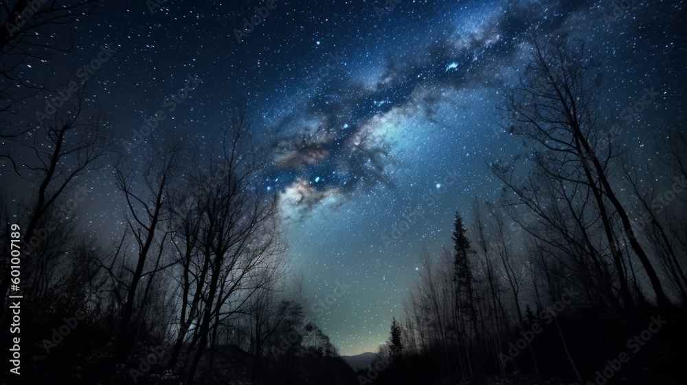 Fototapeta premium Starry night sky. Beautiful landscape. AI generative.