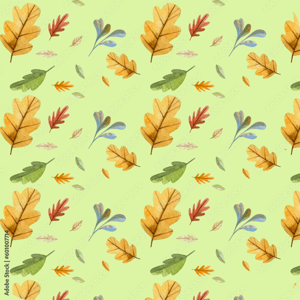 autumn leaves for pattern seamless on pastel background