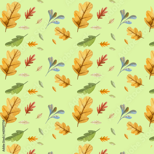 autumn leaves for pattern seamless on pastel background