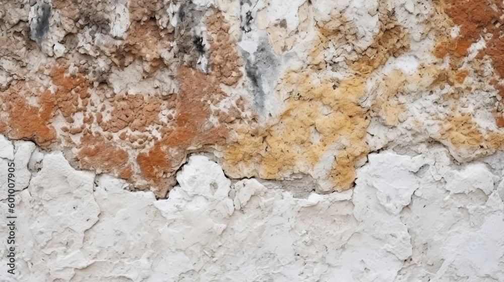 Naklejka premium White and brown rough grained stone or concrete stucco. AI generative.