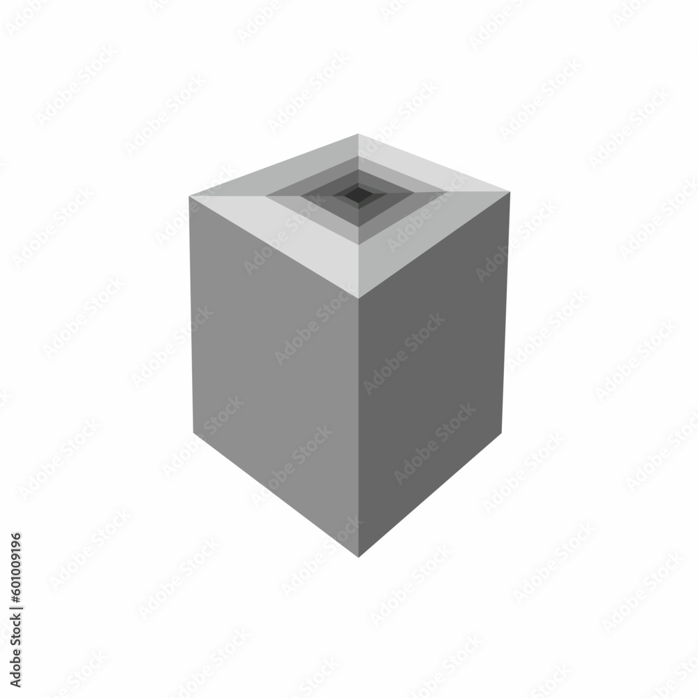 Fototapeta premium Cube icon abstract illustration design vector in silver color 3d style