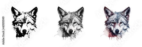 Εκτύπωση καμβά Cartoon vector wolf face icons for any design.
