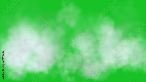 White smoke on green screen background motion graphic effects.