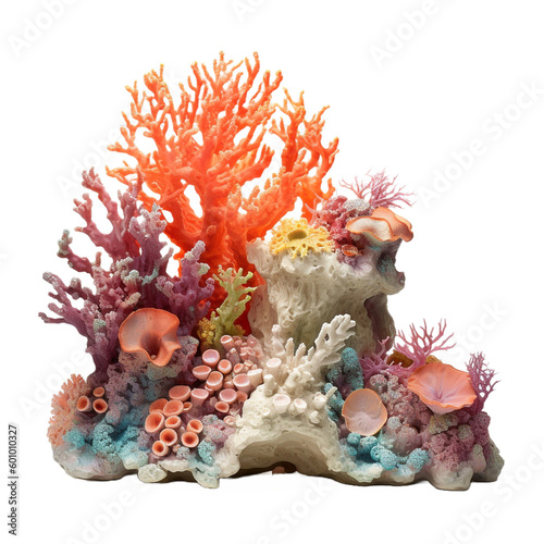 small coral reef , isolated on transparent background cutout , generative ai Fototapet