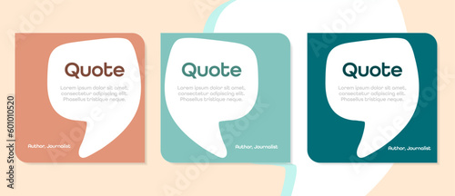 3D bubble testimonial banner, quote, infographic. Social media post template designs for quotes. Empty speech bubbles, quote bubbles and text box. Vector Illustration EPS10.