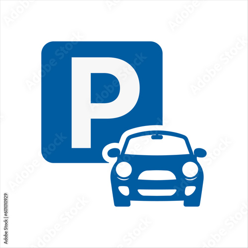 Car Parking Sign. Letter P Parking Symbol Sign. Parking and traffic signs isolated on white background. Vector.