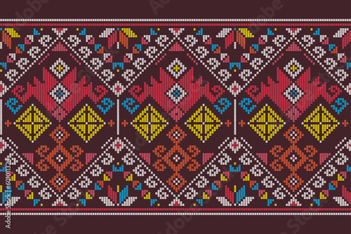 Yakan weaving inspired vector seamless long pattern - Filipino traditonal geometric textile or fabric print design 