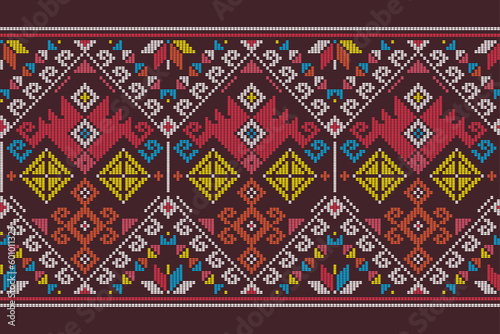 Yakan weaving inspired vector seamless long pattern - Filipino traditonal geometric textile or fabric print design
