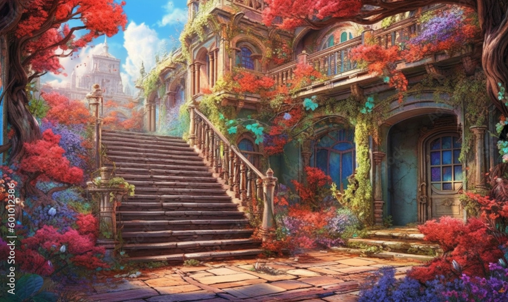 Verlassene Villa überwuchert Von Pflanzen Und blumen. Generative KI Verlassene Villa überwuchert Von Pflanzen Und blumen. Generative KI