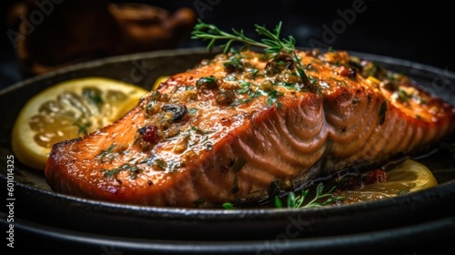 Different preparations of grilled salmon pieces