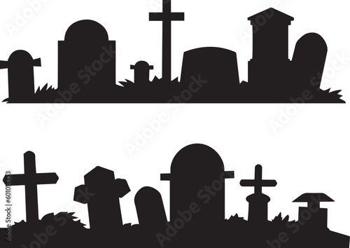 Sketch grave or cemetery, resting place, Old murble stone tombstone with christian cross, vector illustration, SVG