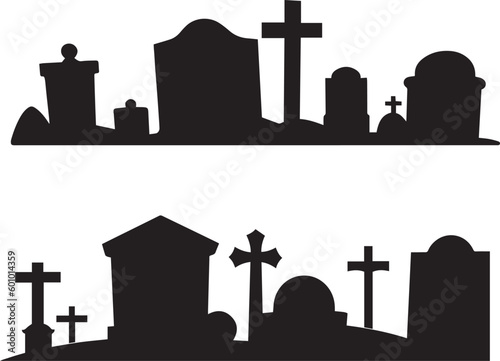 Sketch grave or cemetery, resting place, Old murble stone tombstone with christian cross, vector illustration, SVG