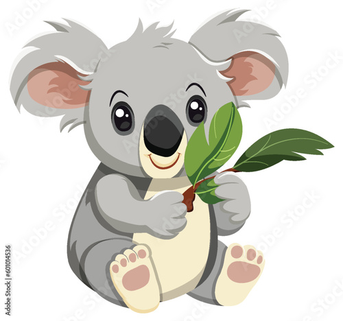 Cute koala cartoon character isolated