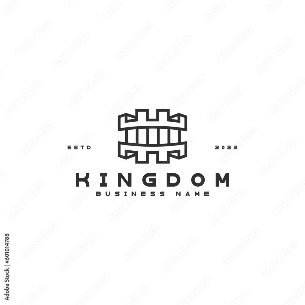 modern kingdom building icon logo design vector illustration with outline, simple and elegant styles. minimalist castle, kingdom, palace arch logo business vector design template isolated on white 