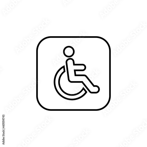 Disabled symbol, man in wheelchair icon isolated on transparent background