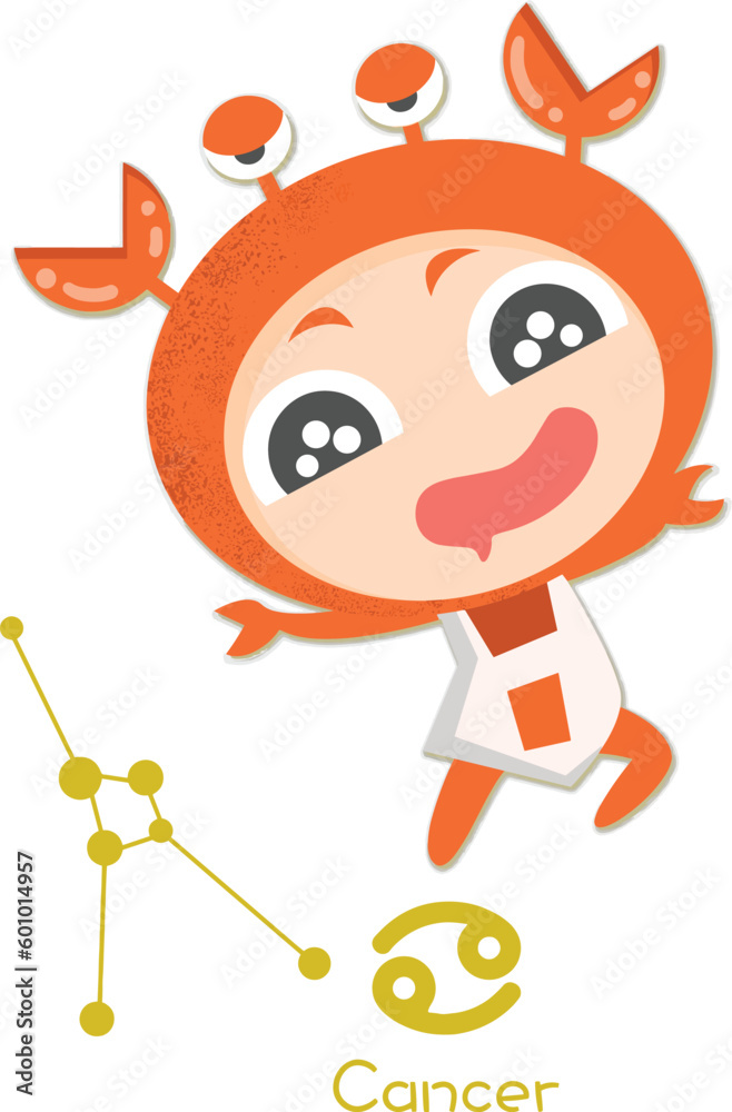 Cancer cute funny chibi style horoscope zodiac astrology graphic set vector design Cancer cute funny chibi style horoscope zodiac astrology graphic set vector design