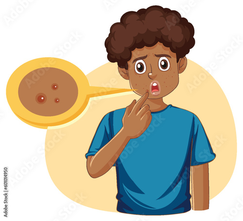 Teenage Boy with Acne Troubles