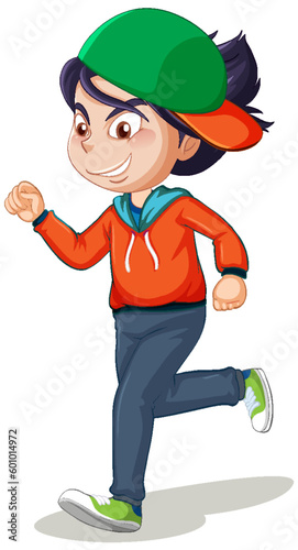 A boy running cartoon character