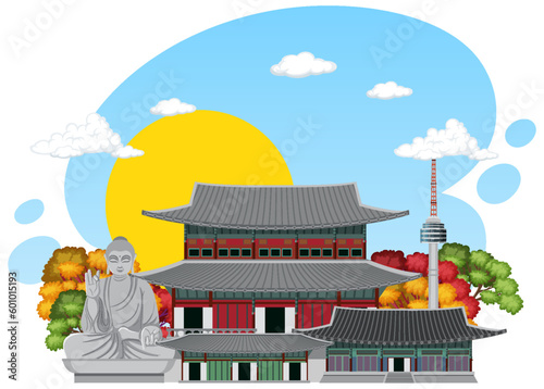 South Korea famous landmark element