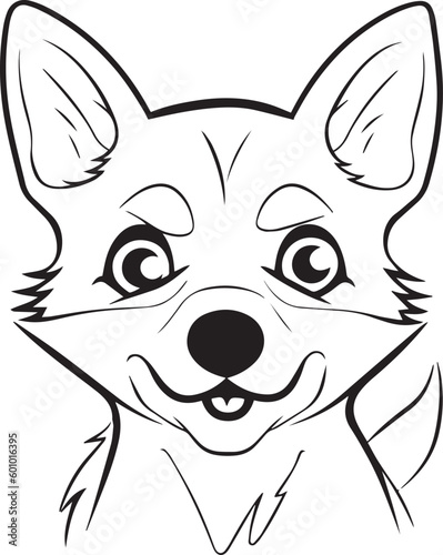 Anime dog in cartoon style, anime dog, coloring page, vector Illustration, SVG