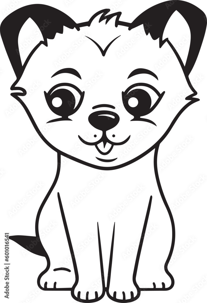 Anime dog in cartoon style, anime dog, coloring page, vector