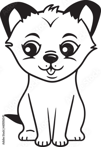 Anime dog in cartoon style, anime dog, coloring page, vector Illustration, SVG