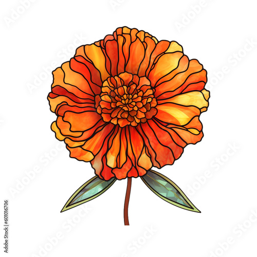 marigold flower. Stained glass collection.