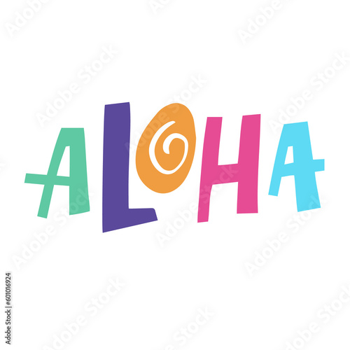 Aloha text colorful cartoon style font