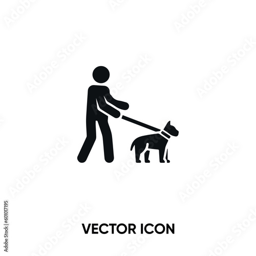 Leashed dog vector icon. Modern, simple flat vector illustration for website or mobile app. Walking with the dog symbol, logo illustration. Pixel perfect vector graphics  © Turqay Qasimli