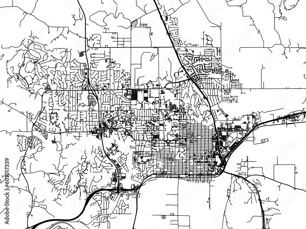 Vector road map of the city of Manhattan Kansas in the United States of