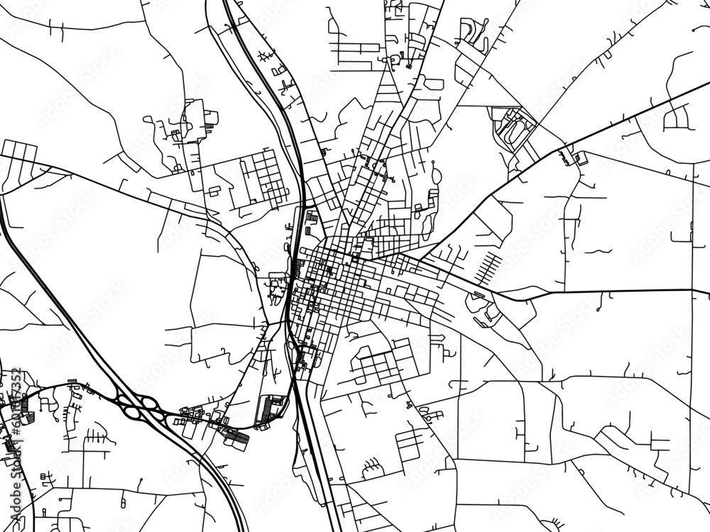 Vector road map of the city of  Meadville Pennsylvania in the United States of America on a white background.