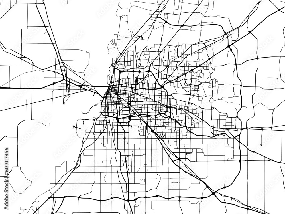 Vector road map of the city of  Memphis Metro Tennessee in the United States of America on a white background.