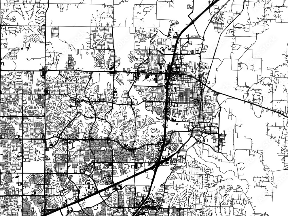 Fototapeta premium Vector road map of the city of McKinney Texas in the United States of America on a white background.