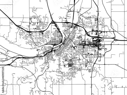 Vector road map of the city of  Mankato Minnesota in the United States of America on a white background.