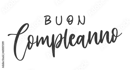 Happy Birthday lettering in Italian (Buon Compleanno). Vector illustration. Isolated on white background photo