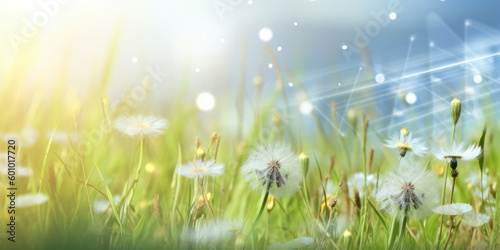 banner of spring or summer background with plants and flowers. generative ai