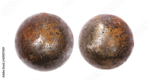 Bild auf Leinwand Set old rusty iron metal ball isolated on white, clipping path