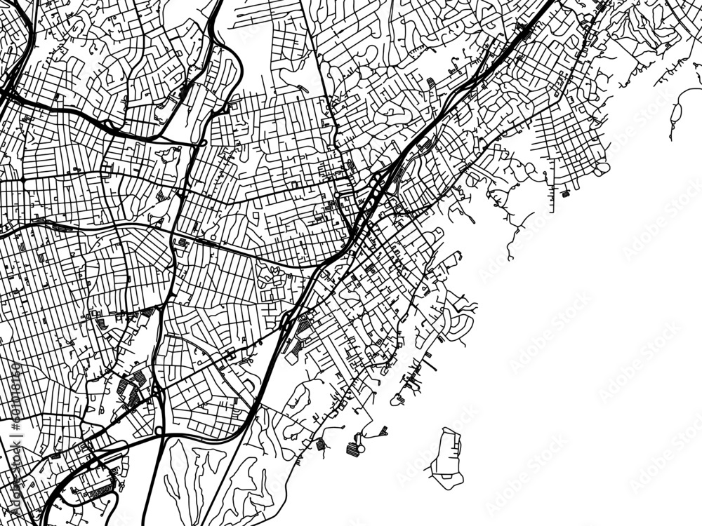 Fototapeta premium Vector road map of the city of New Rochelle New York in the United States of America on a white background.