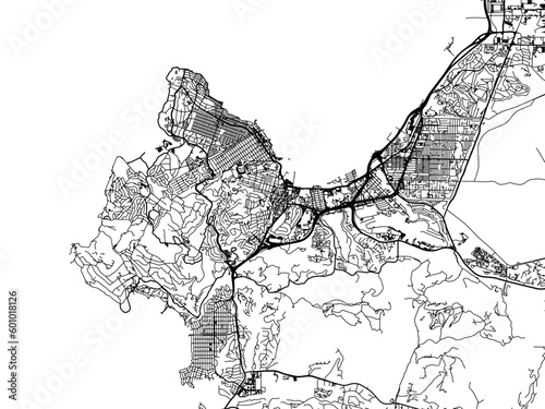 Vector road map of the city of  Monterey California in the United States of America on a white background.