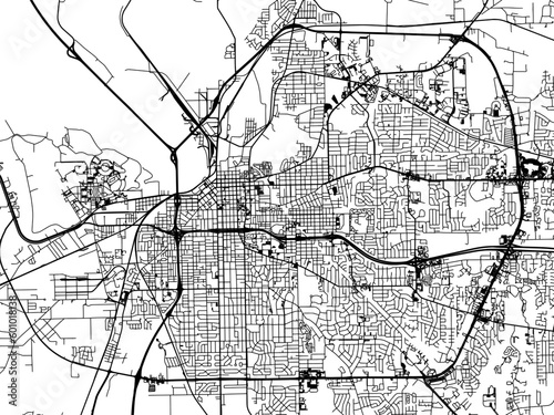 Vector road map of the city of  Montgomery Alabama in the United States of America on a white background.