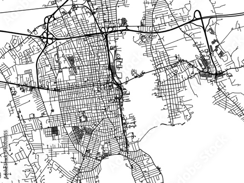 Vector road map of the city of New Bedford Massachusetts in the United States of America on a white background.